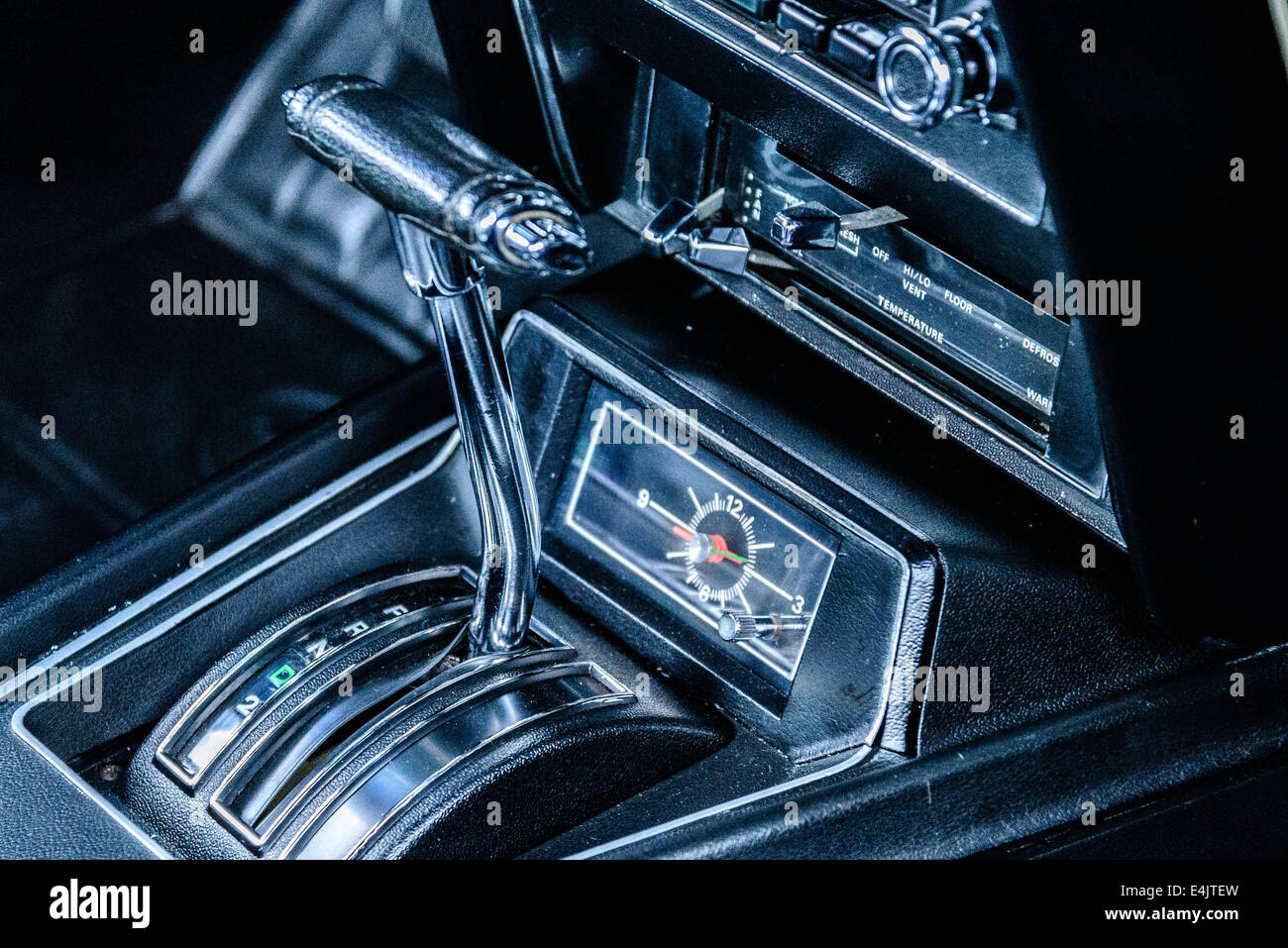 1970 S Ford Mustang Mach 1 Interior Clock And Shifter Stock
