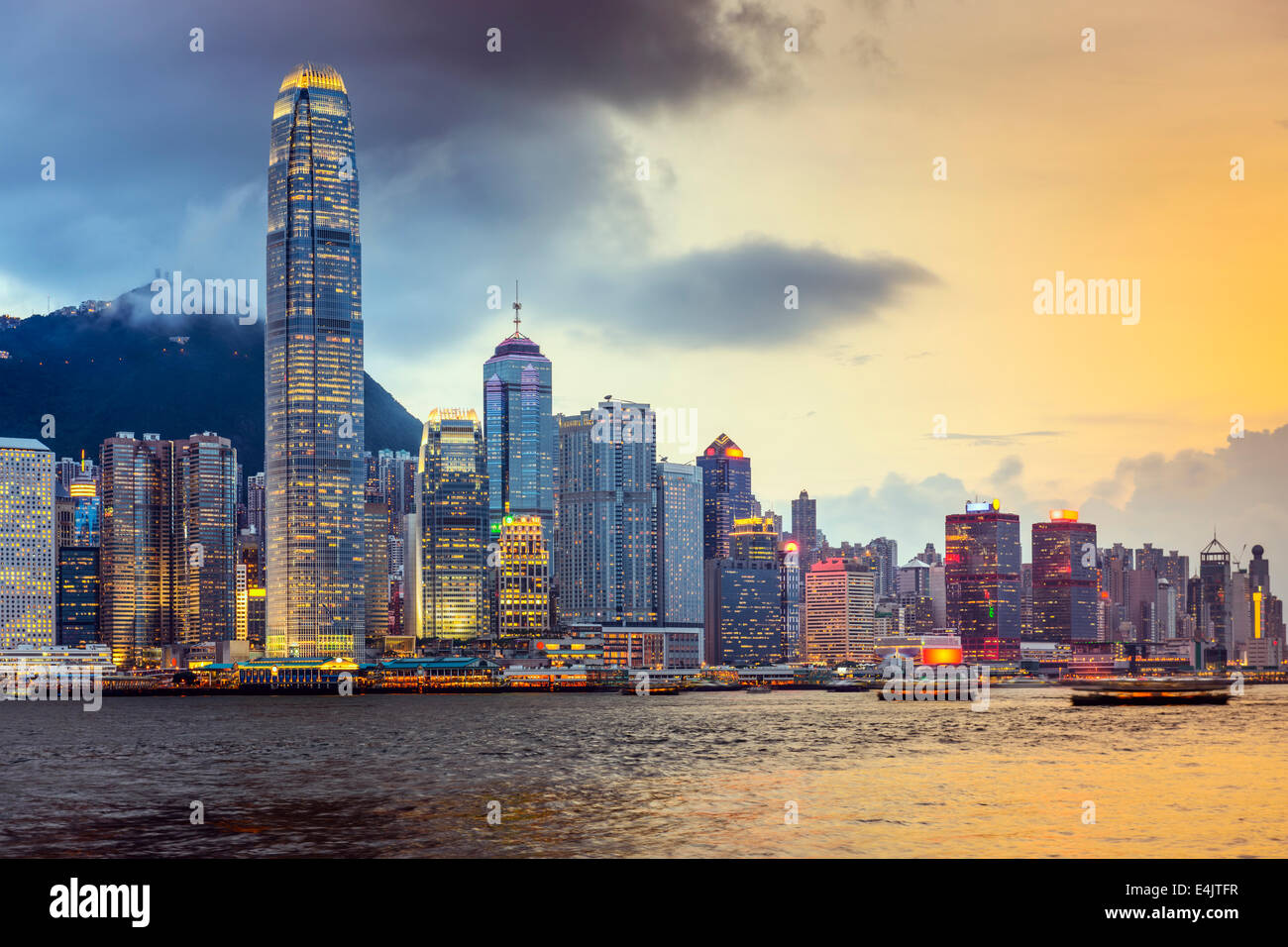 Hong Kong, China city skyline at Victoria Harbor. Stock Photo