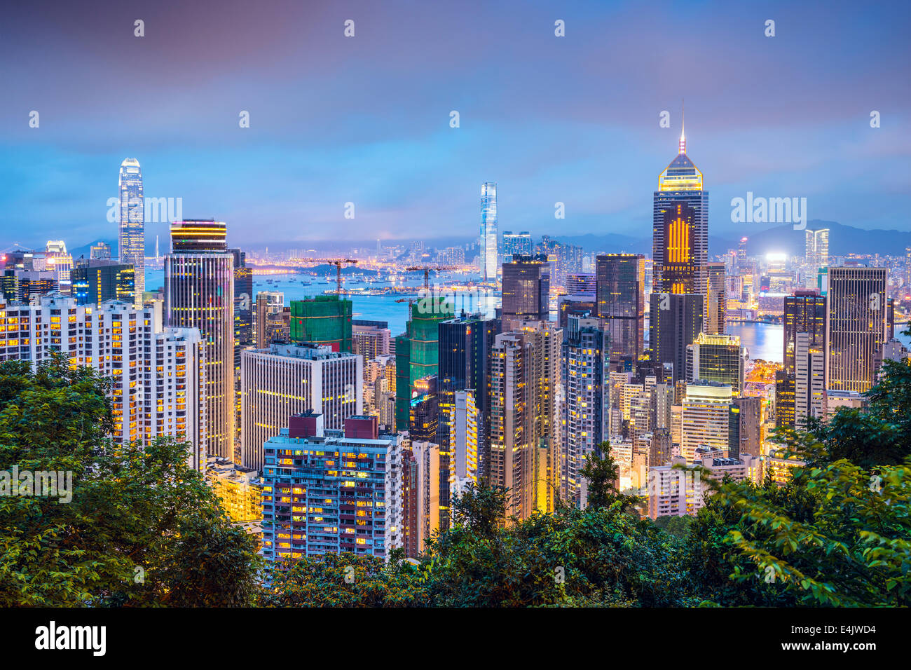 Hong Kong, China city skyline from Victoria Peak. Stock Photo