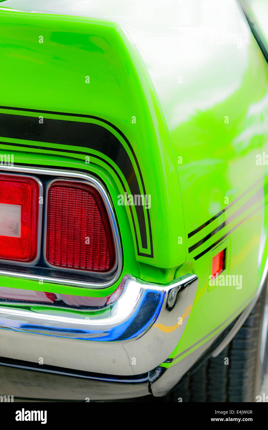 1972 restored green Ford Mustang Mach 1 Stock Photo