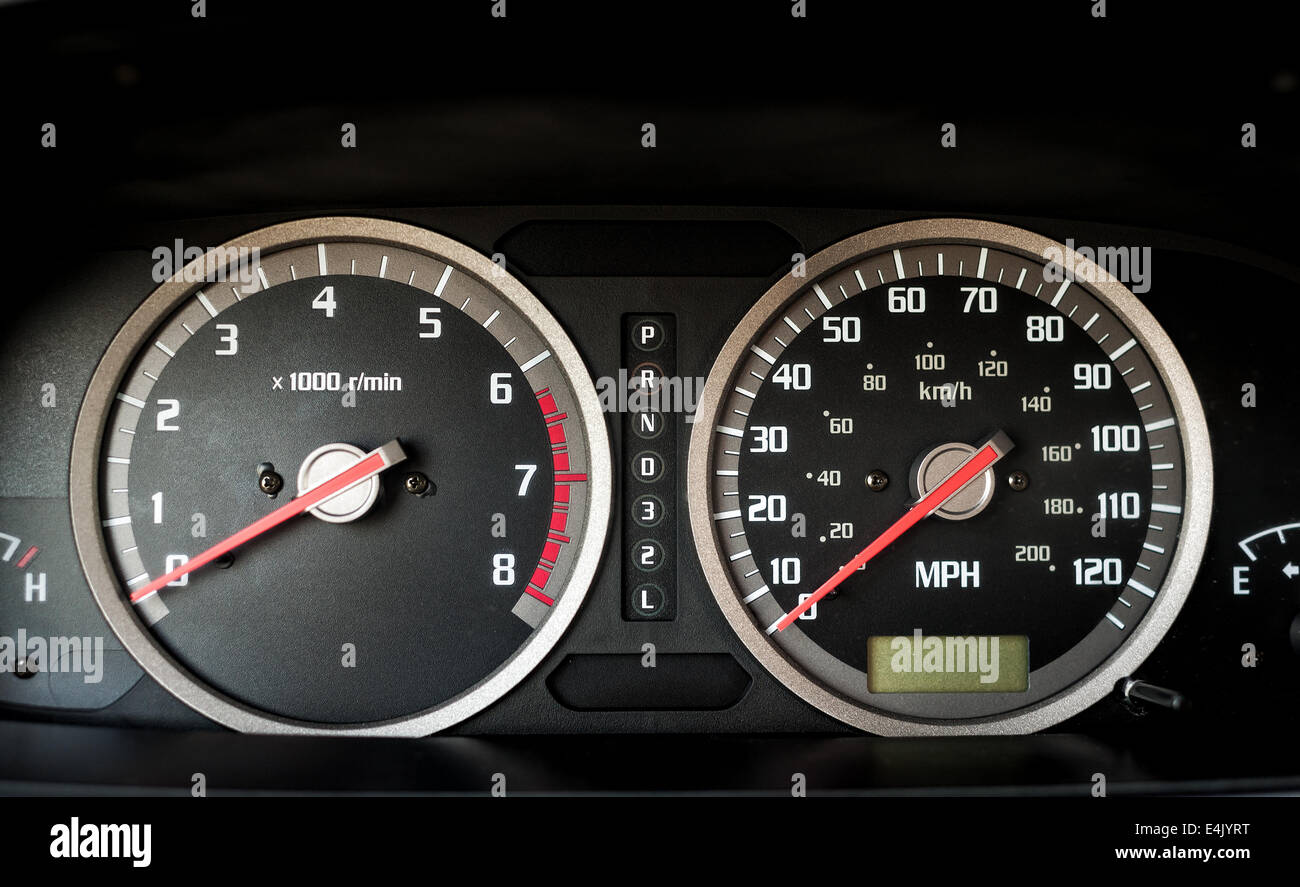 Close up image of car dashboard Stock Photo