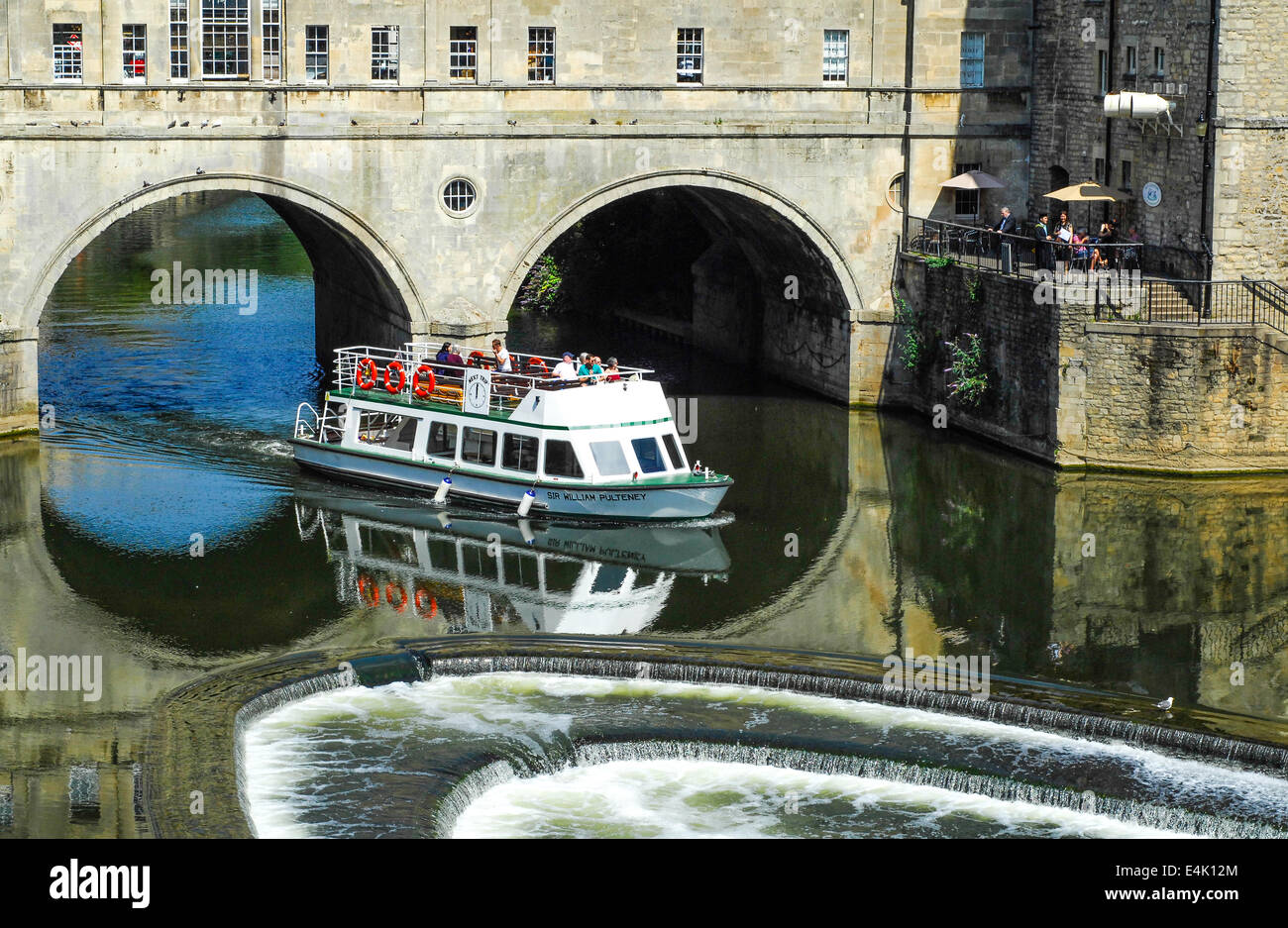Boat trip Pultney Bridge Bath Somerset Stock Photo Alamy
