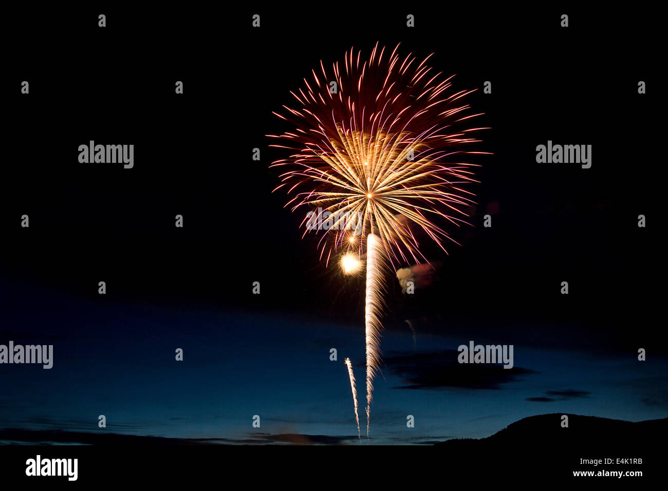 awesome fireworks spectacle. Stock Photo