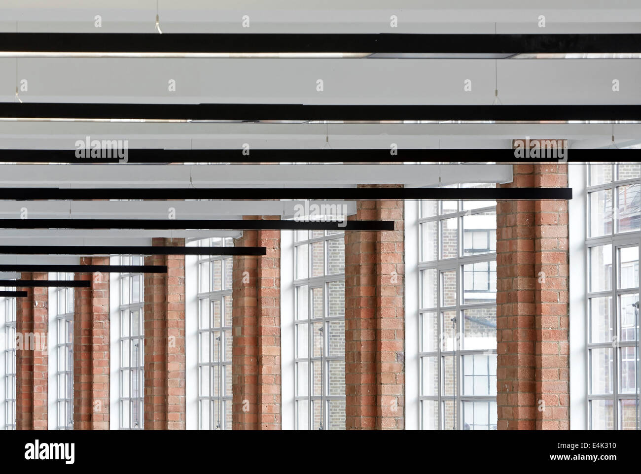Buckley Building, London, United Kingdom. Architect: BuckleyGrayYeoman, 2014. Detailed perspective of original brickwork and fen Stock Photo