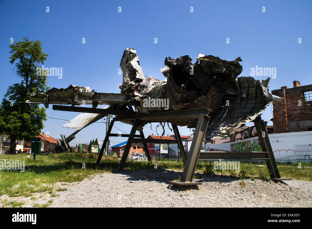 Museum of the Croatian War of Independence, 1991 - 1995, (Homeland War, Domovinski Rat), wreckage of fighter Combat aircraft MiG 21 bis, Karlovac, Turanj, Croatia, June 28, 2014 (CTK Photo/Libor Sojka) Stock Photo