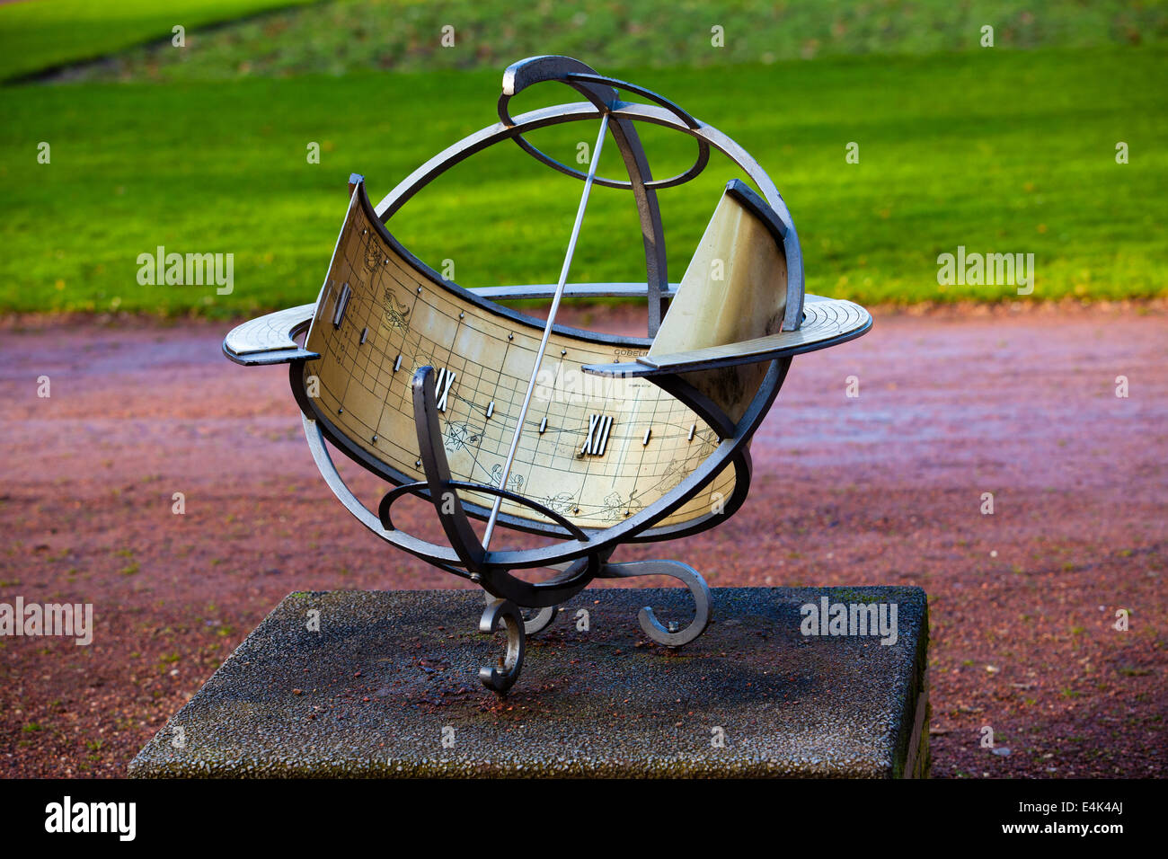 sundial. old sun clock dial in a garden Stock Photo