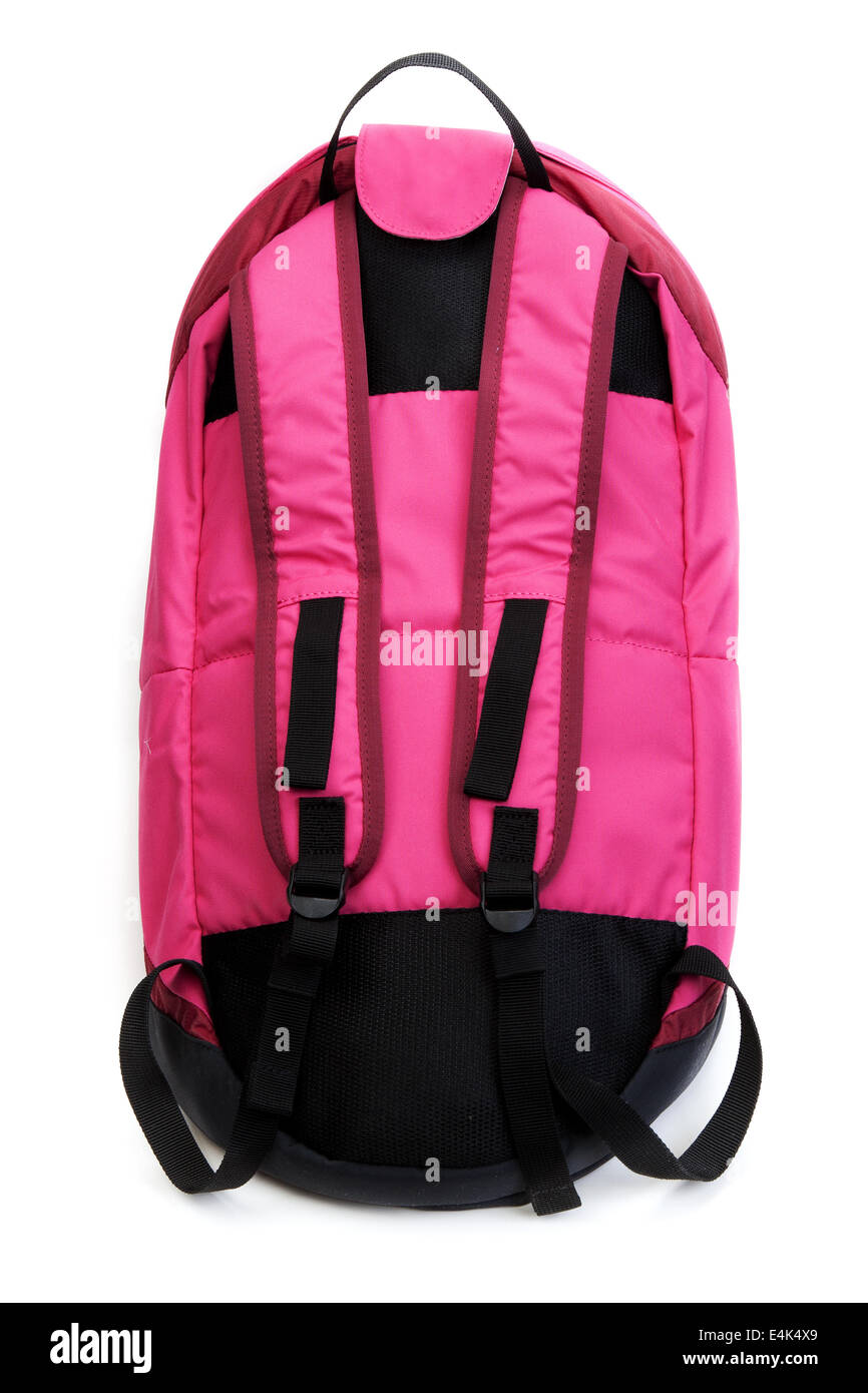 Red backpack with black straps Stock Photo Alamy