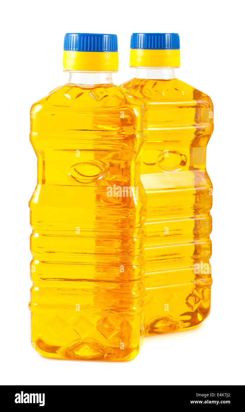 Pair of plastic bottles with vegetable oil Stock Photo - Alamy