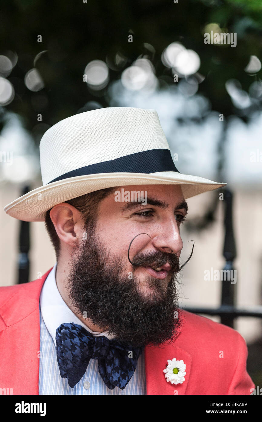 A chap sports a magnificent moustache at the Chap Olympiad in London. Stock Photo