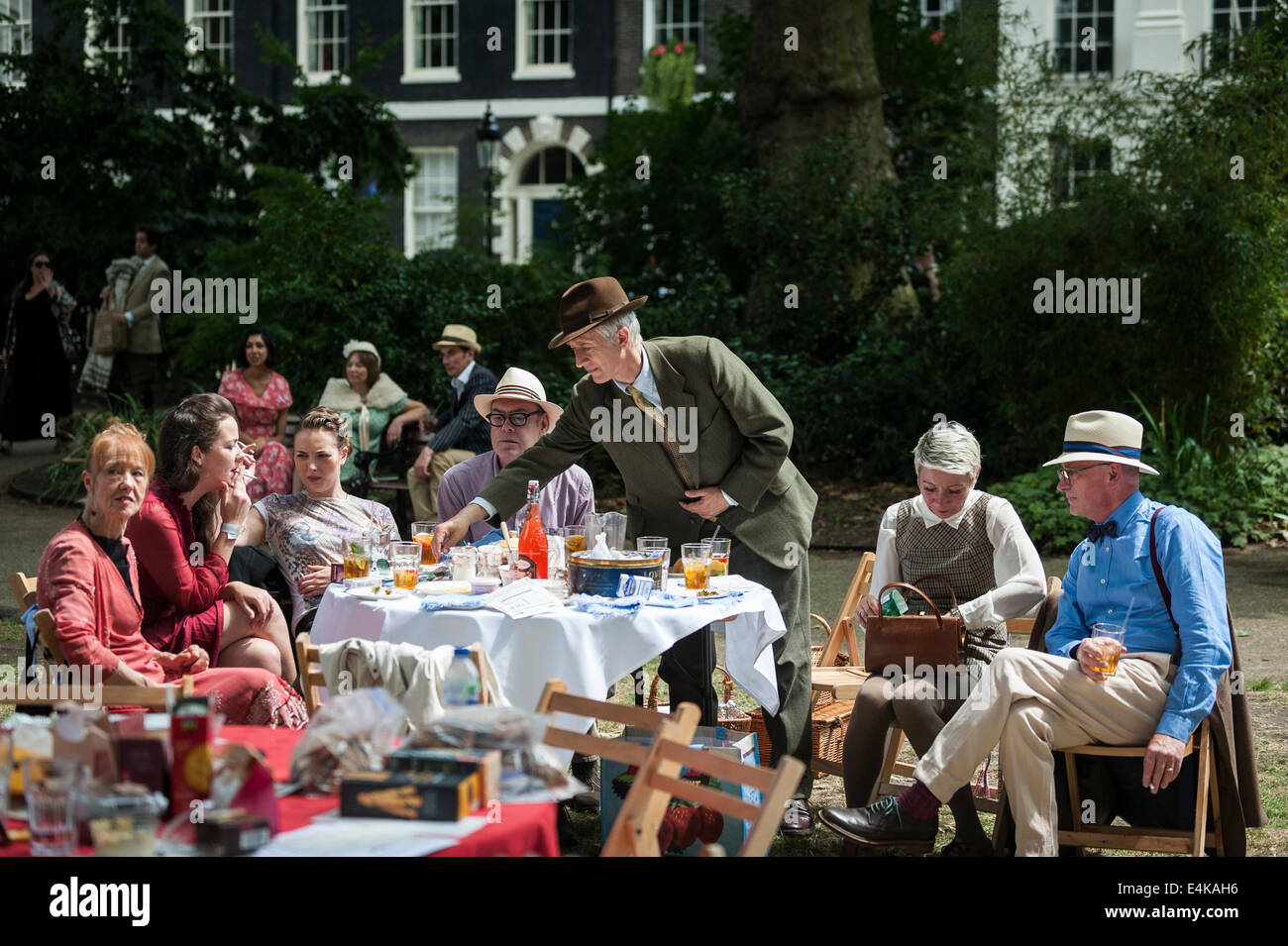 Chaps and their partners enjoying a picnic at the Chap Olympiad. Stock Photo