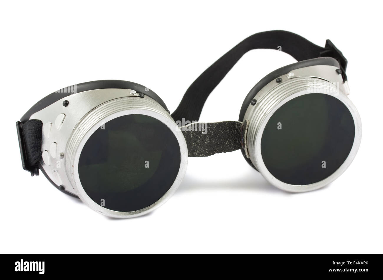 Old used welding goggles Stock Photo