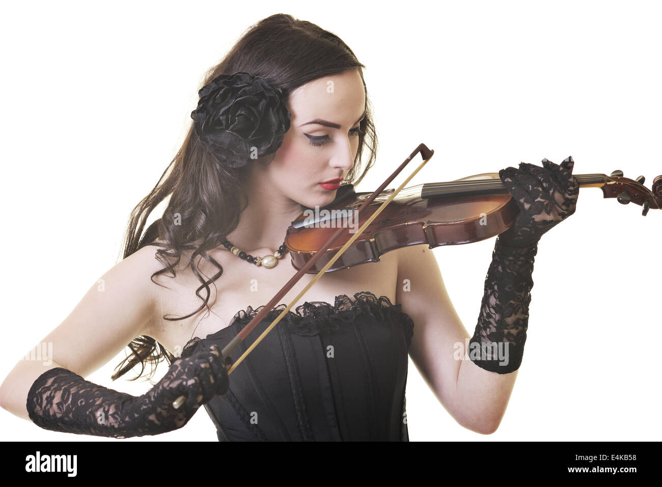 beautiful young lady play violin Stock Photo - Alamy