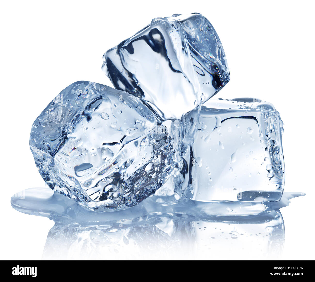 Three ice cubes on white background. Clipping pats Stock Photo - Alamy