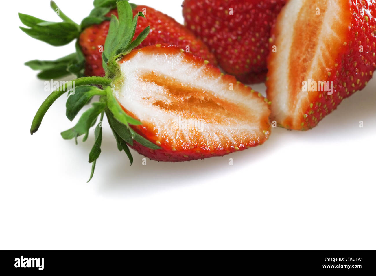 juicy ripe strawberries on white background Stock Photo - Alamy