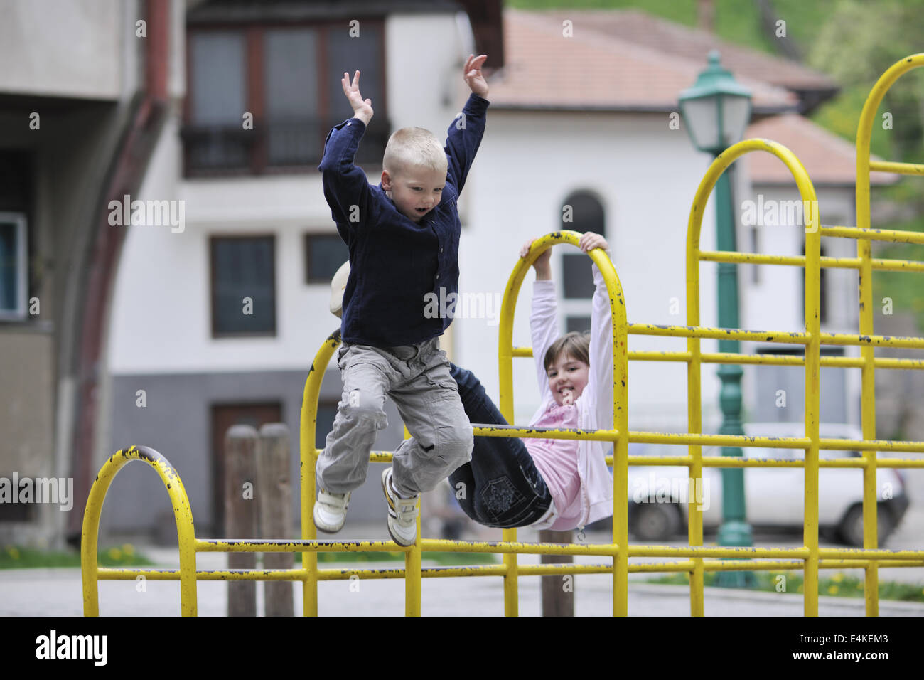 happy brother and sister outdoor in park Stock Photo - Alamy