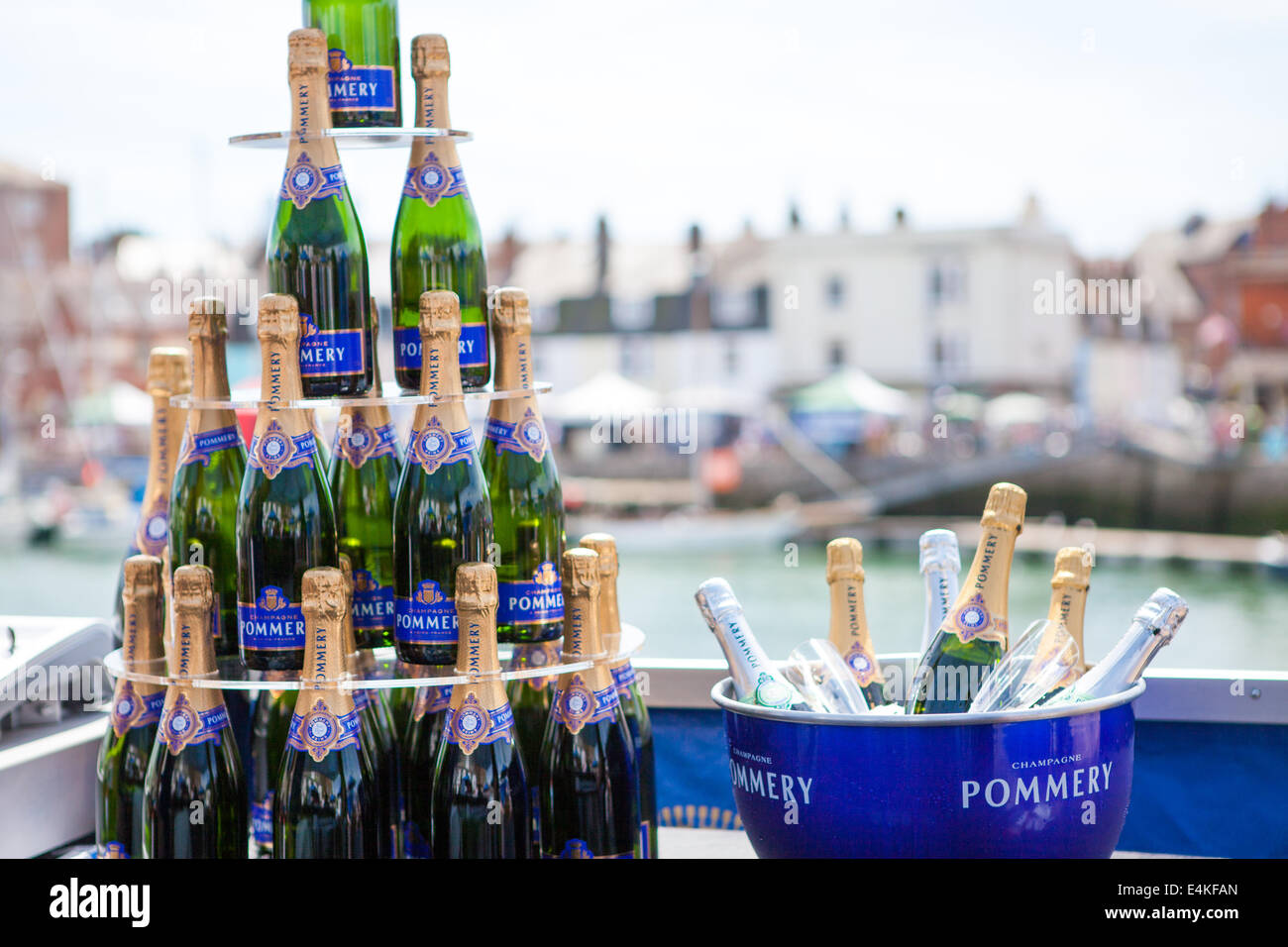 Pommery champagne Dorset Seafood festival. Weymouth, Dorset UK Stock