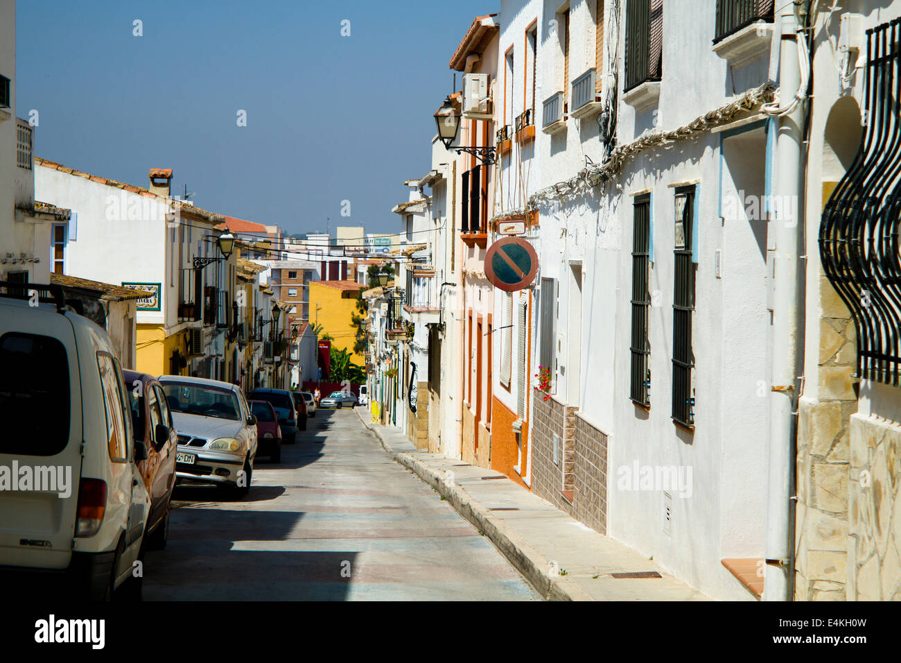 Spanish street with typical houses in Denia, Spain Stock Photo Alamy