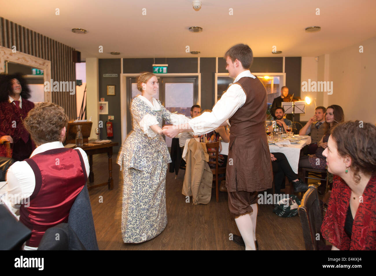 Dear Mr.Spectator! 18th Century theatrical dinner production by David Simons and Michaela Delmonte, London, England, UK Stock Photo