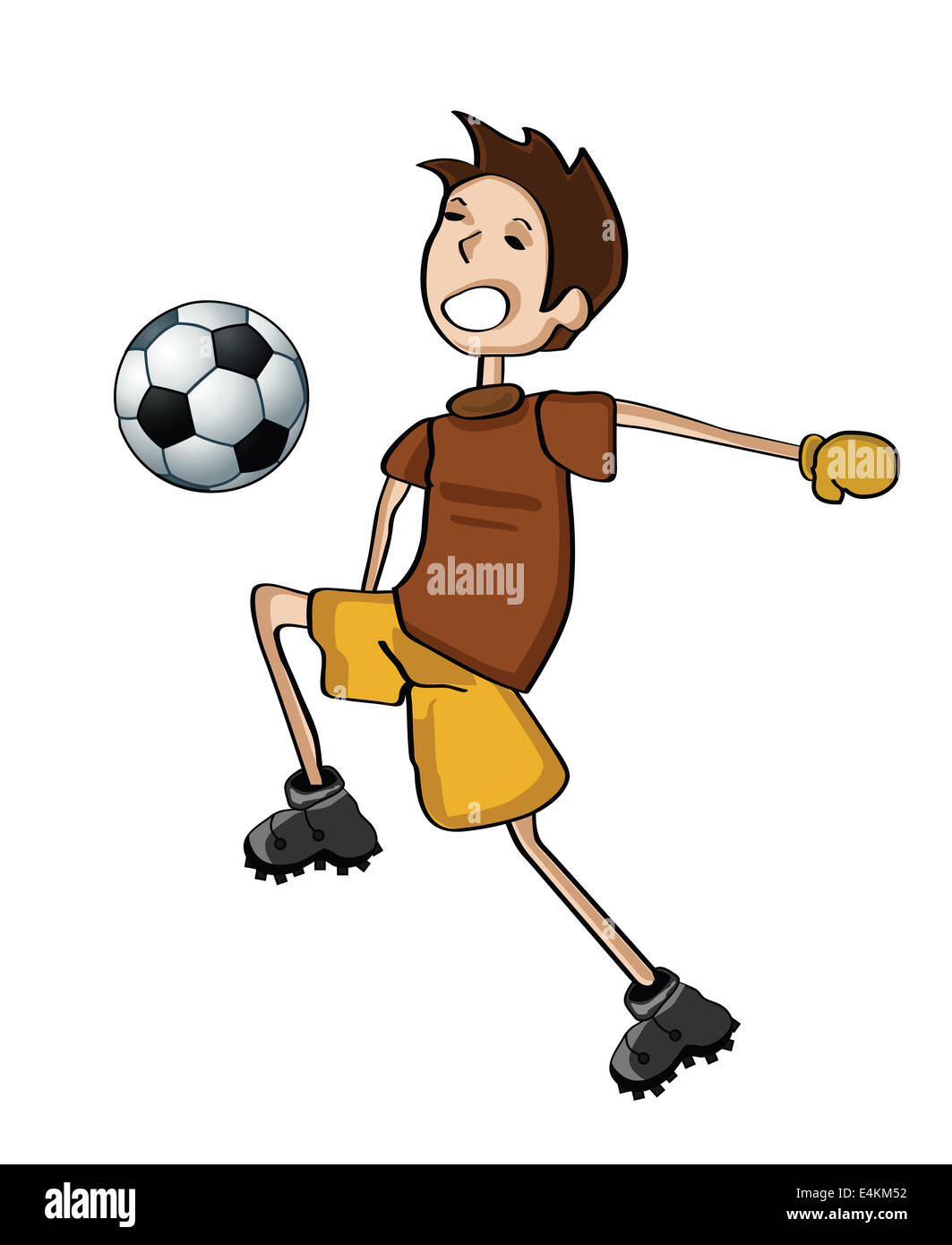 Handdraw Kid Playing Football Stock Photo Alamy