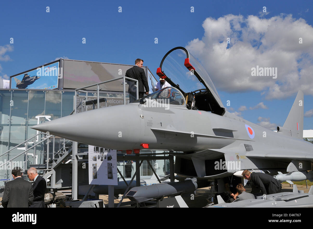 Eurofighter EF2000 Typhoon at the Farnborough International Airshow trade sales, military arms trade show Stock Photo