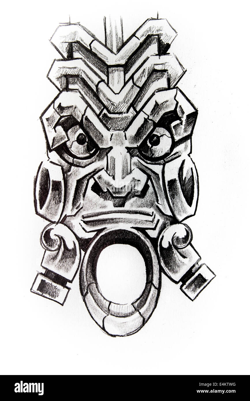 Handmade tattoo sketch over white paper Stock Photo Alamy