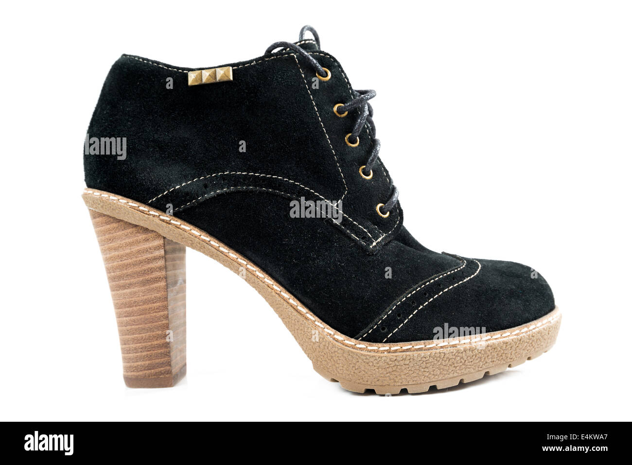 Women's boots with black suede on a white background Stock Photo