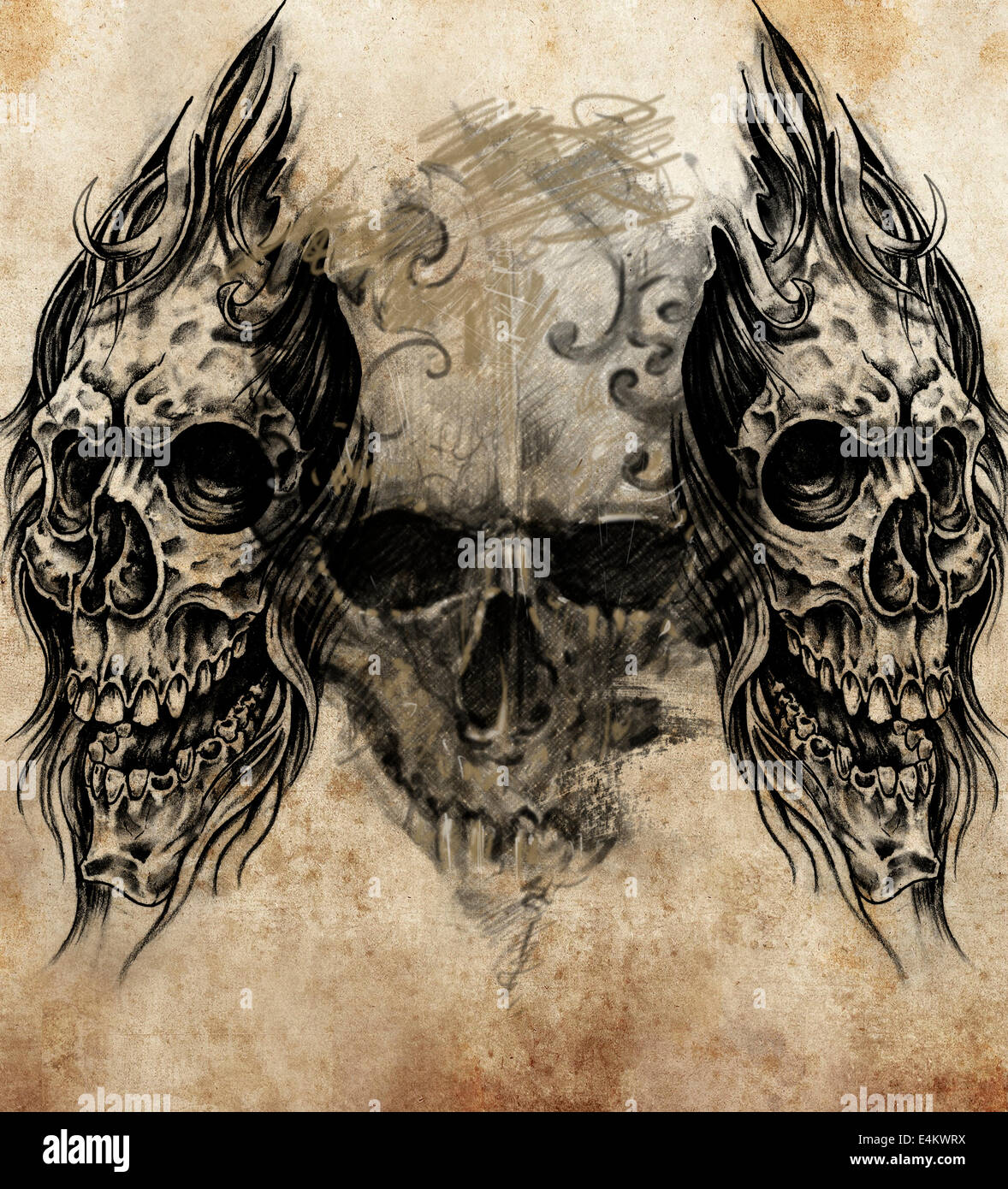 Sketch of tattoo art, handmade illustration Stock Photo Alamy