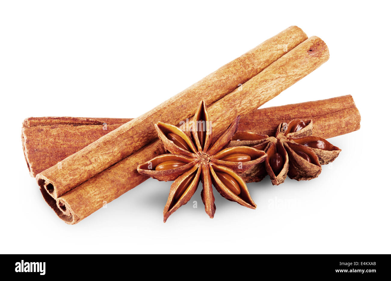 Anise and cinnamon isolated on white background Stock Photo