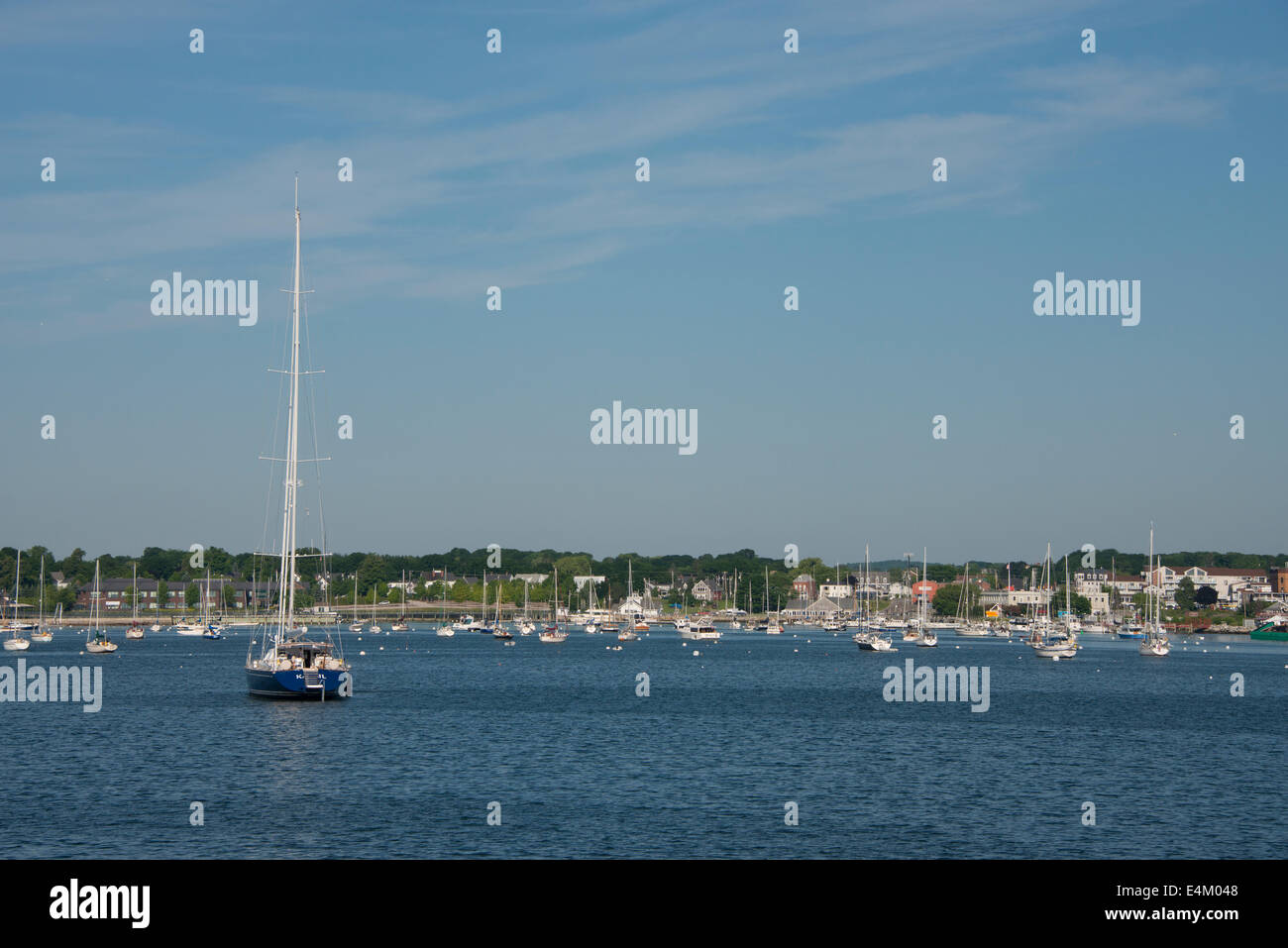 Maine, Rockland. Waterfront view of Rockland marina and port area Stock
