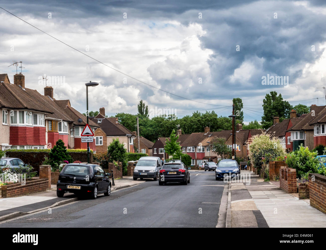 English Residential housing in a typical street in a suburb in Twickenham, Greater London, UK Stock Photo