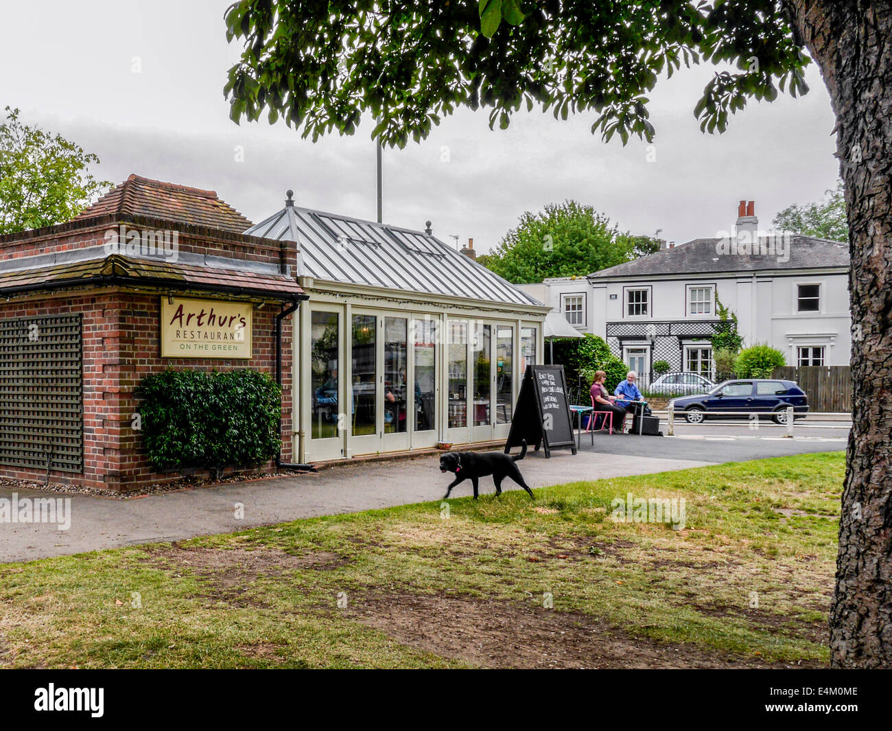 Aurthur's Restaurant on Twickenham Green. London, UK. The Diner is situated in a former public toilet building. Stock Photo