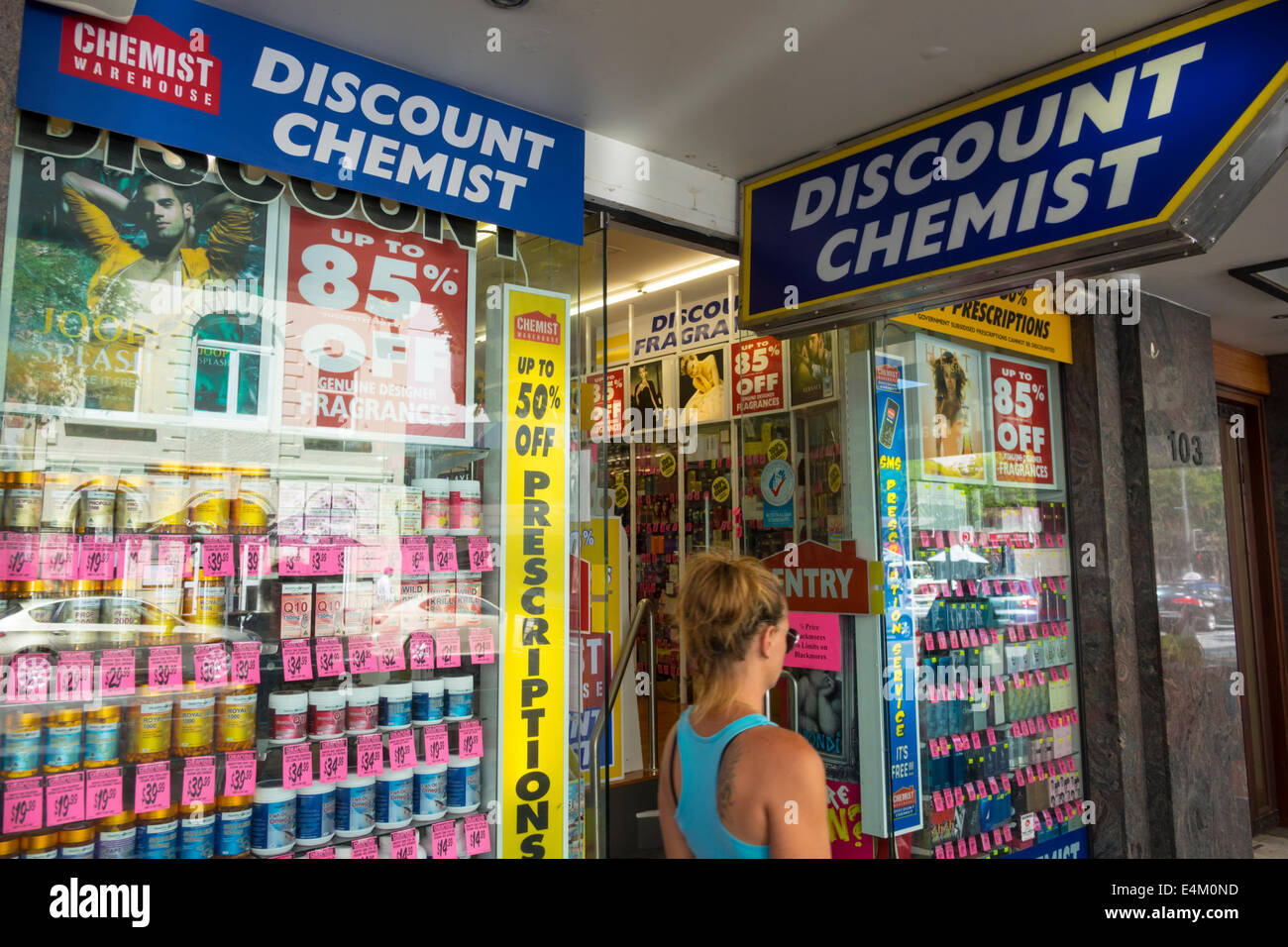 Brisbane Australia,Queensland CBD,Edward Street,Chemist Warehouse,discount,pharmacy,drugstore,front,entrance,visitors travel traveling tour tourist to Stock Photo