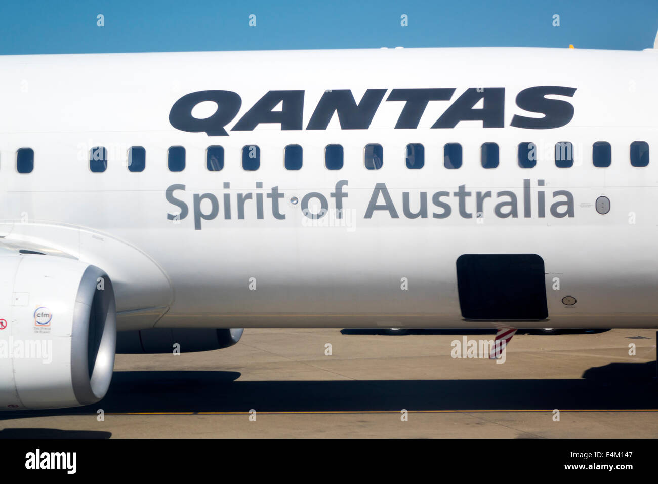 Brisbane Australia,Airport,BNE,domestic,terminal,gate,Qantas,airlines,tarmac,commercial airliner airplane plane aircraft aeroplane,Spirit,windows,AU14 Stock Photo