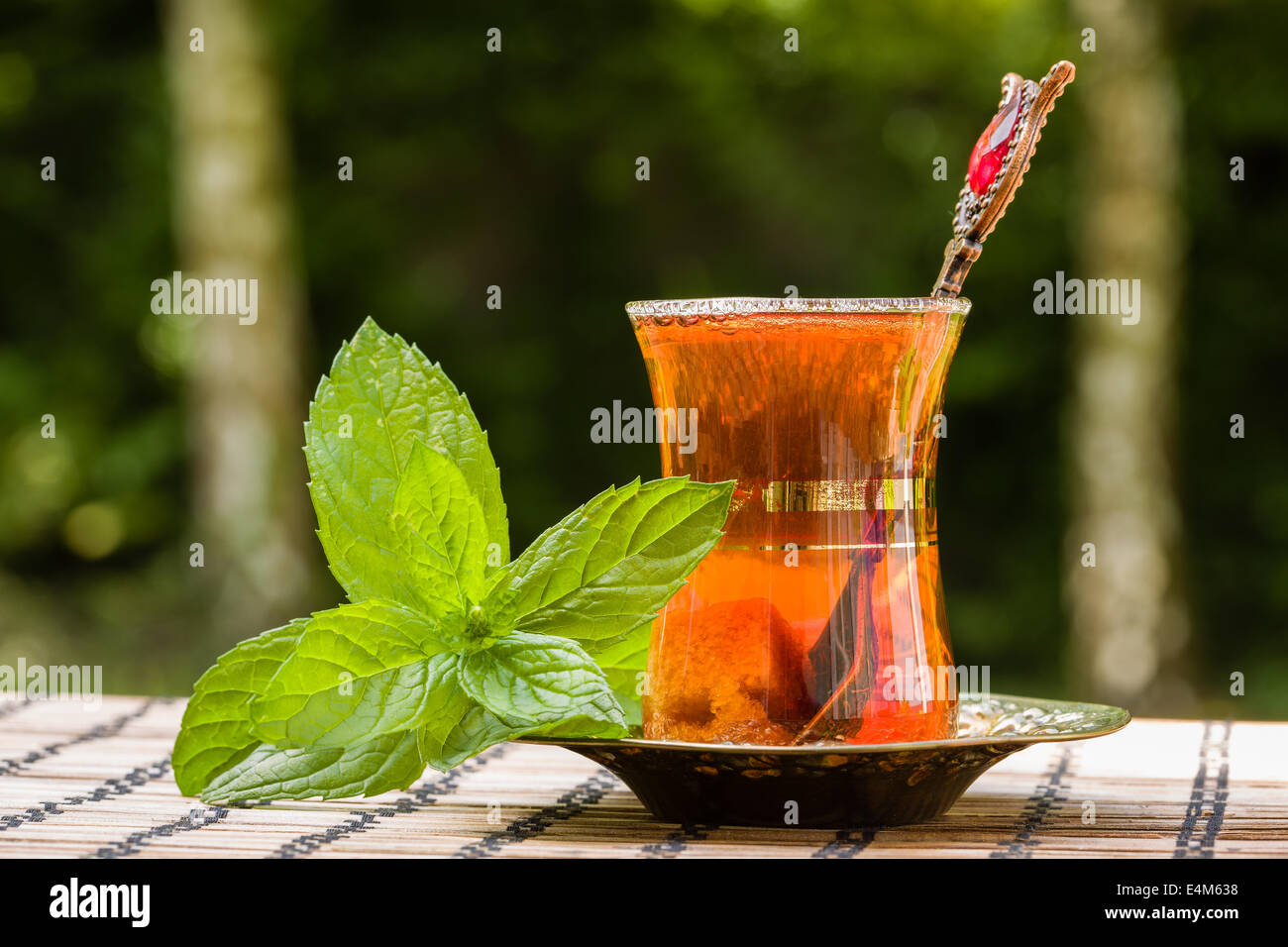 Arabic mint tea is a traditional refreshing drink Stock Photo