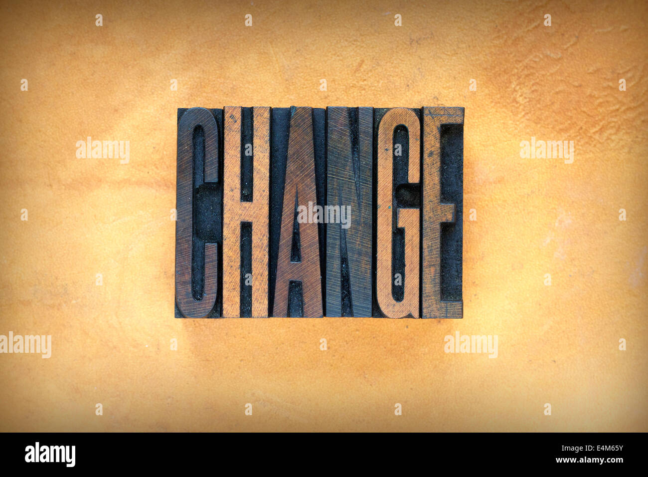 The word CHANGE written in vintage letterpress type Stock Photo