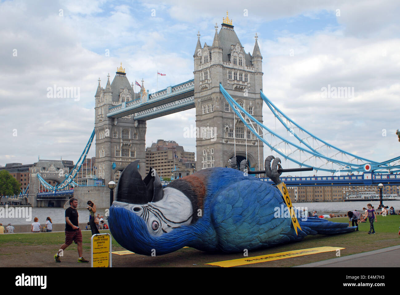 London, UK. 14th July, 2014. A giant dead parrot from the Monty Python ...