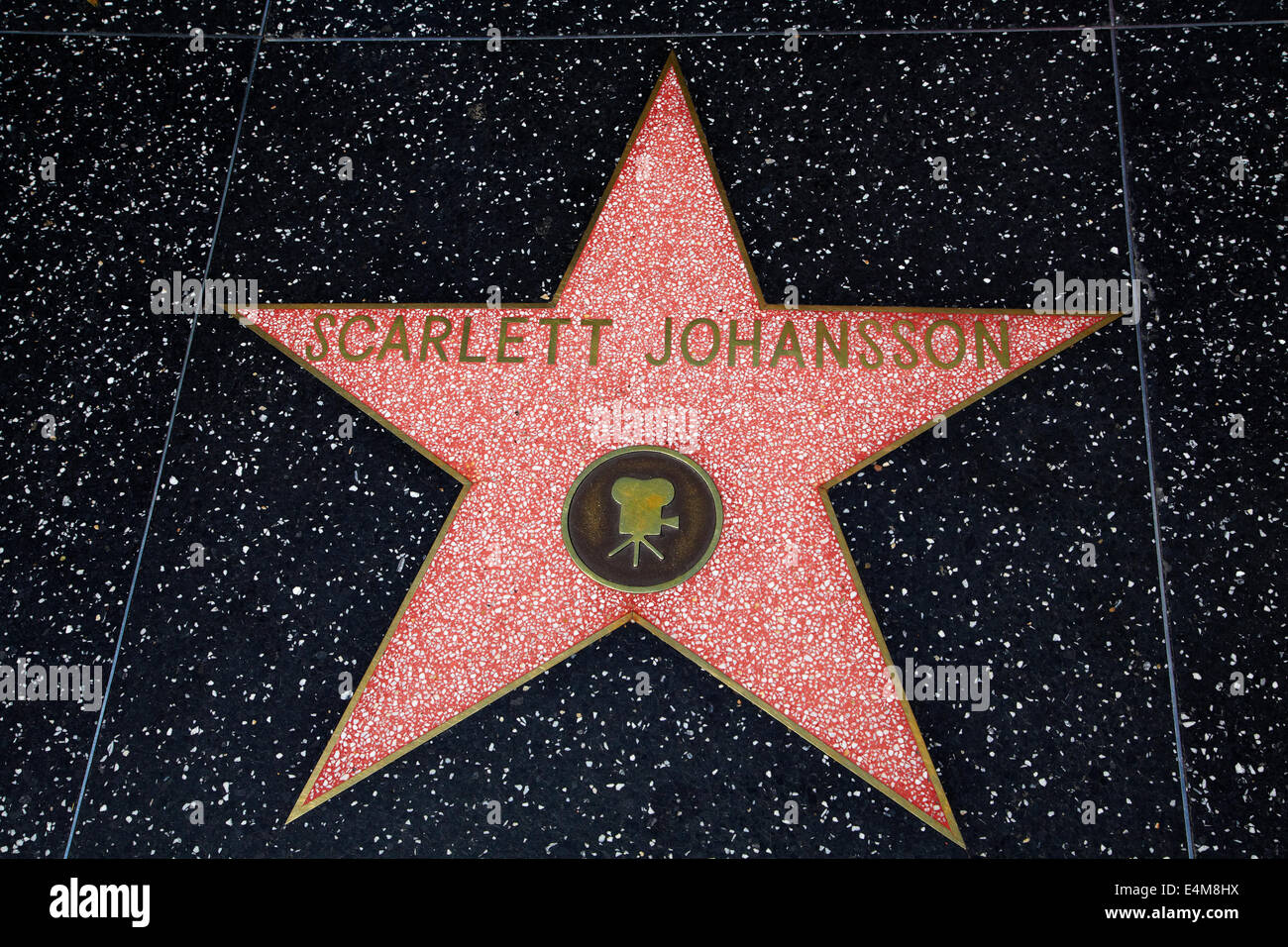 Scarlett Johansson star on Hollywood Walk of Fame, Hollywood Boulevard, Hollywood, Los Angeles, California, USA Stock Photo