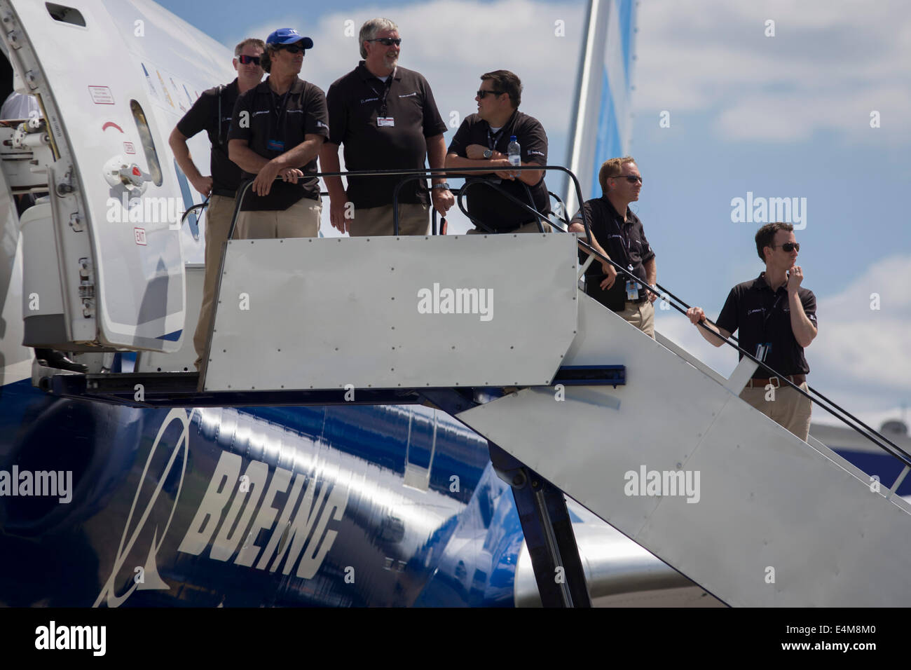 Boeing Employees Line The Steps Of Their 787 Jet Airliner Being boeing-employees-line-the-steps-of-their-787-jet-airliner-being
