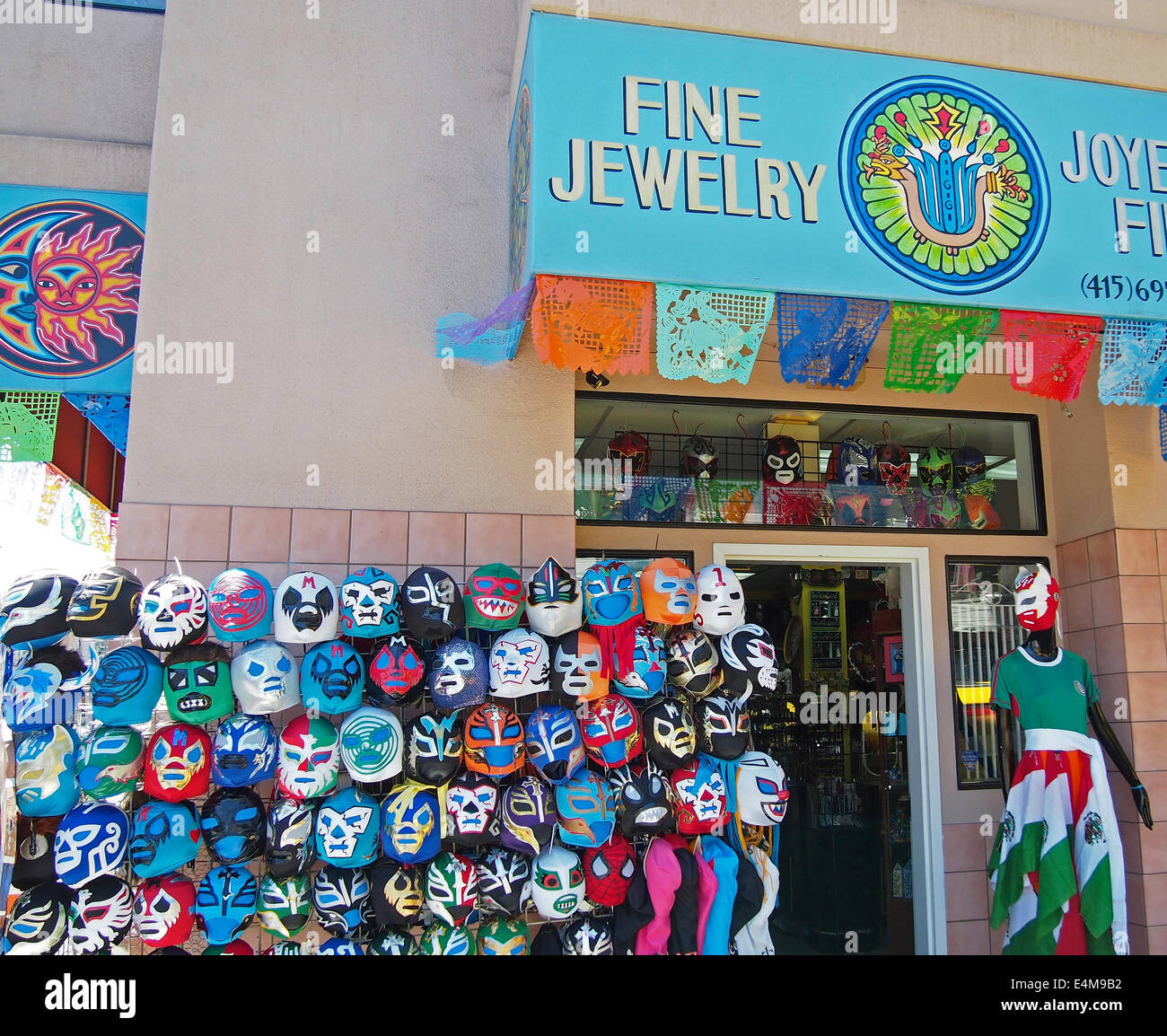 Mexican wrestling masks for sale, Mission District, San Francisco Stock Photo