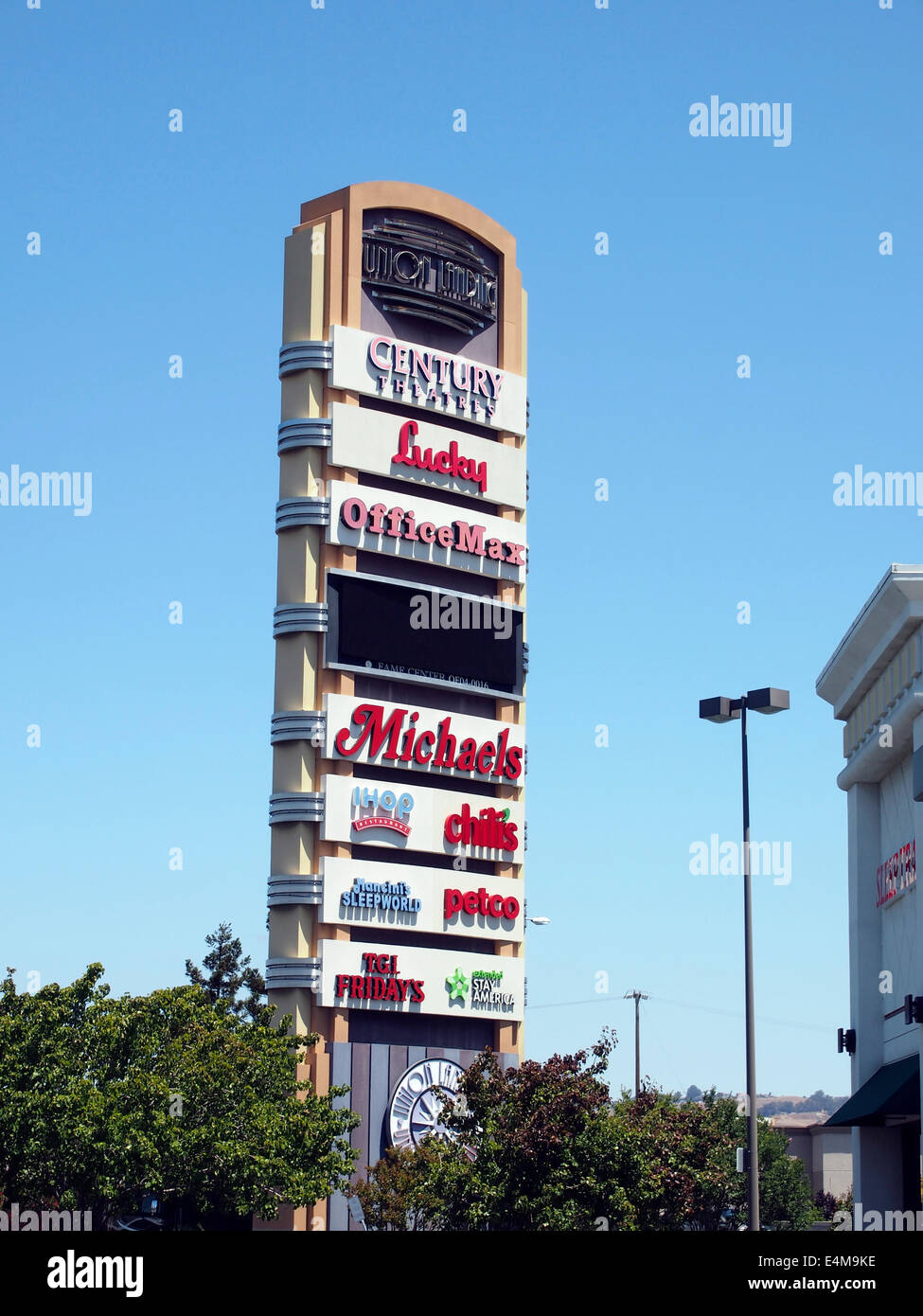 Union Landing shopping Center sign,  Union City, California Stock Photo