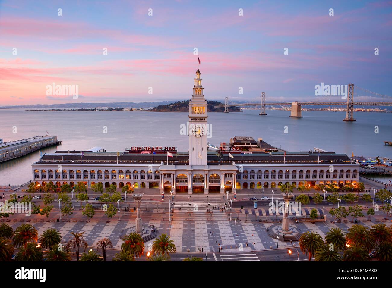 San Francisco's iconic Ferry Building at sunset Stock Photo