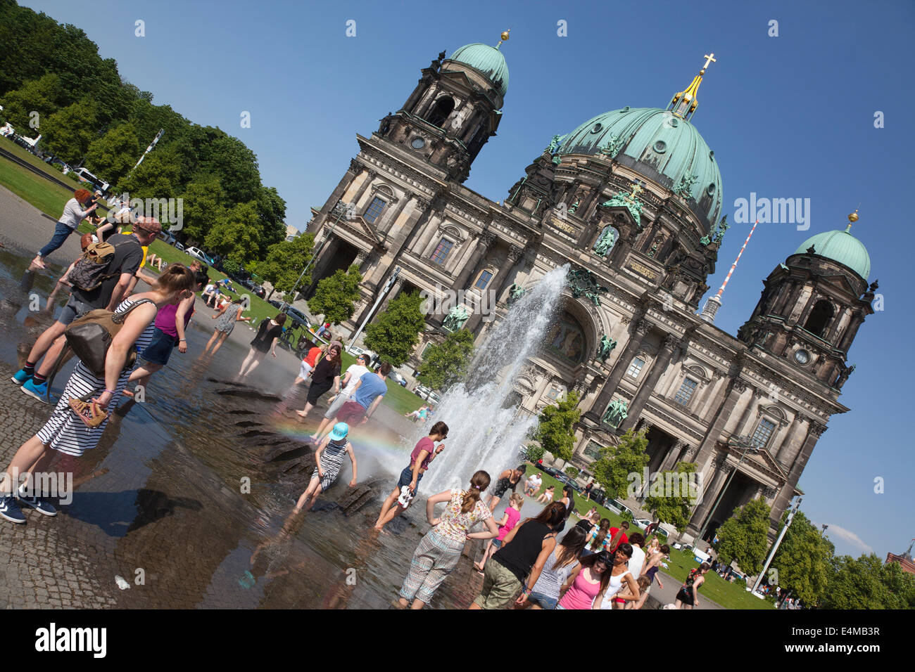 Germany, Berlin, Mitte, Museum Island, Cathedral with Fernsehturm TV Tower behind. Stock Photo
