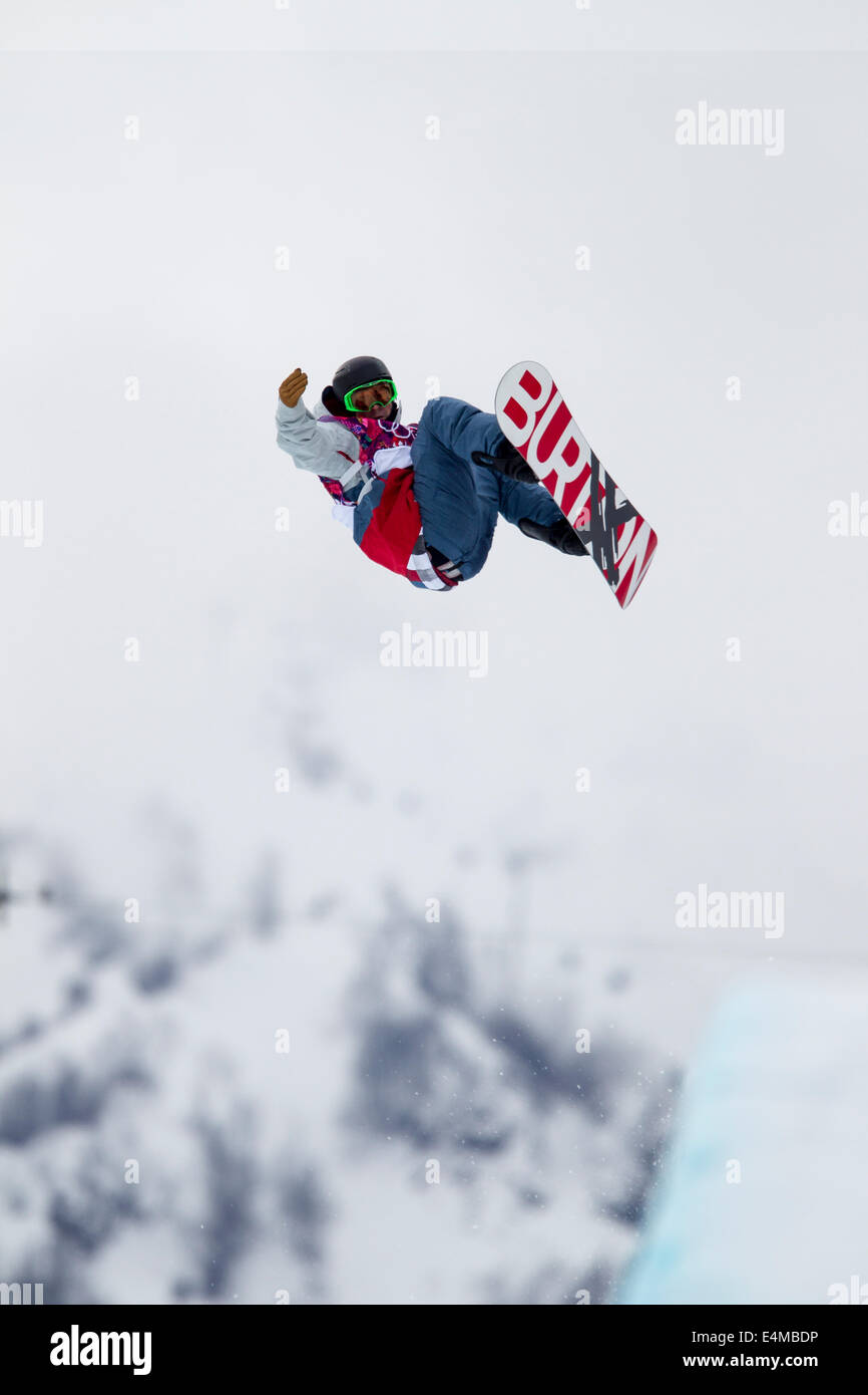 Pavel Kharitonov (RUS) competing in Men's Snowboard Halfpipe at the