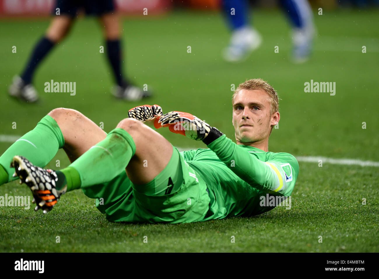 Sao Paulo, Brazil. 9th July, 2014. Jasper Cillessen (NED) Football/Soccer : Jasper Cillessen of Netherlands looks dejected after losing the penalty shoot-out during the FIFA World Cup Brazil 2014 Semi-finals match between Netherlands 0(2-4)0 Argentina at Arena de Sao Paulo in Sao Paulo, Brazil . © FAR EAST PRESS/AFLO/Alamy Live News Stock Photo