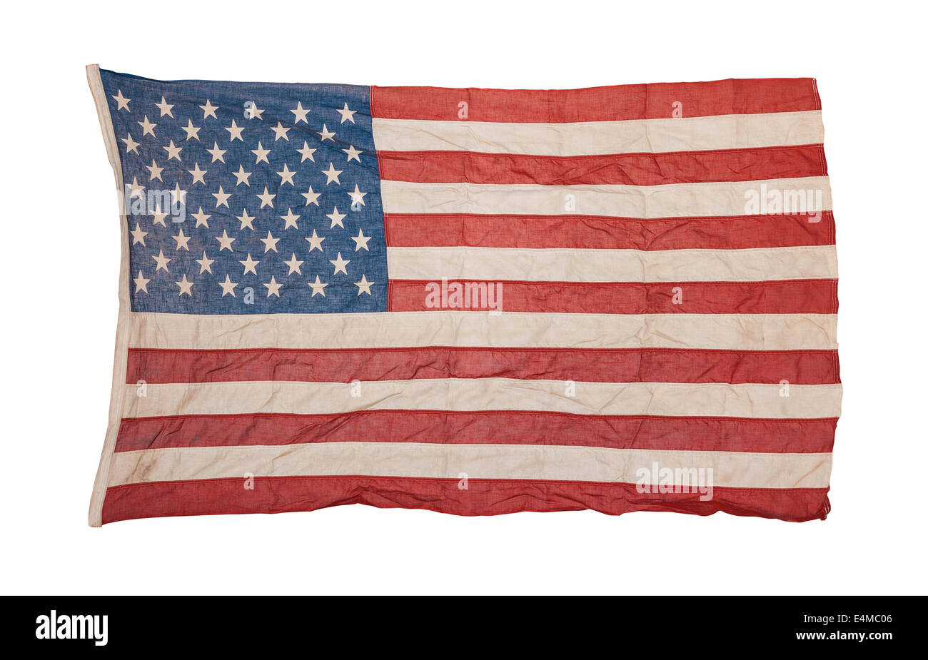 Weathered american flag isolated on white background Stock Photo