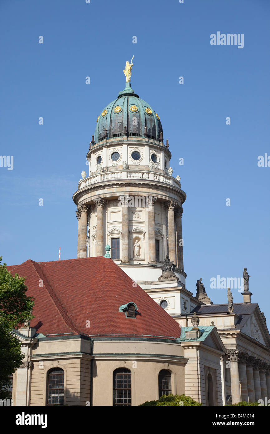 Germany, Berlin, Mitte, Domed tower of the Franzosischer Dom or French Cathedral in Gendarmenmarkt. Stock Photo