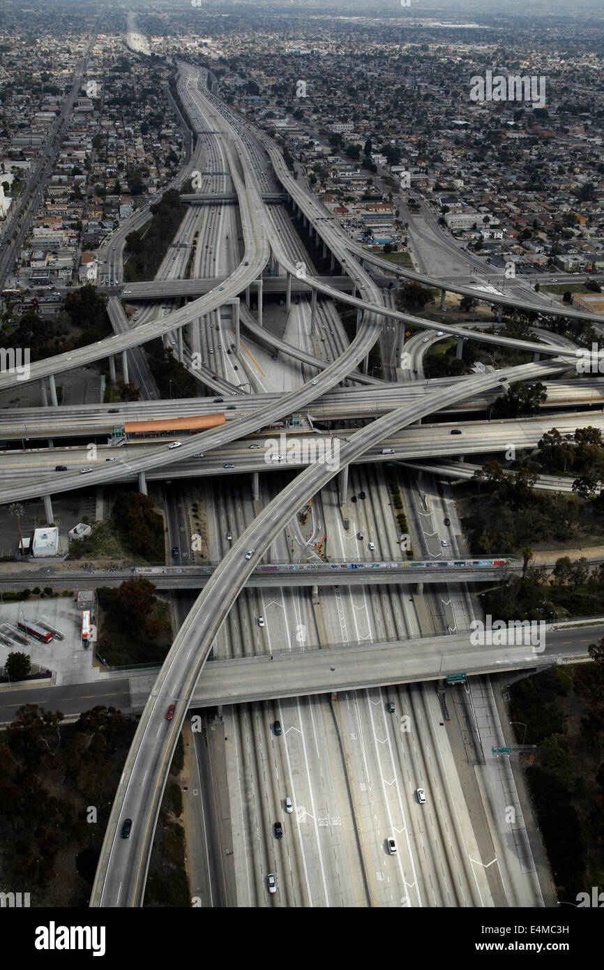 Judge Harry Pregerson Interchange, junction of I-105 and I-110 (Glenn Anderson Freeway and Harbor Freeway), Los Angeles, California, USA Stock Photo