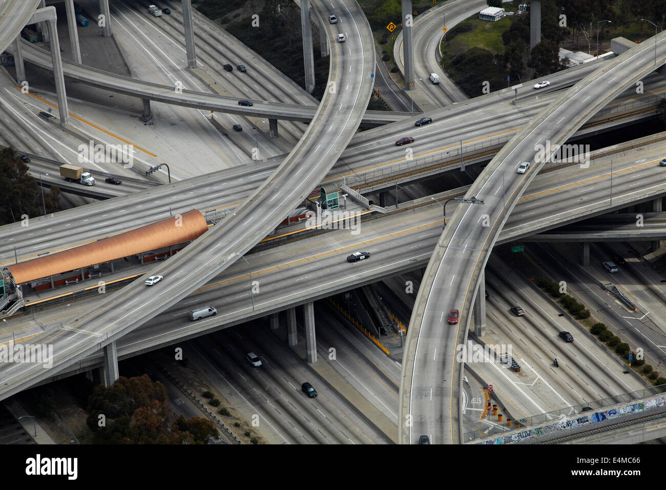 Judge Harry Pregerson Interchange, junction of I-105 and I-110 (Glenn Anderson Freeway and Harbor Freeway), Los Angeles, California, USA Stock Photo