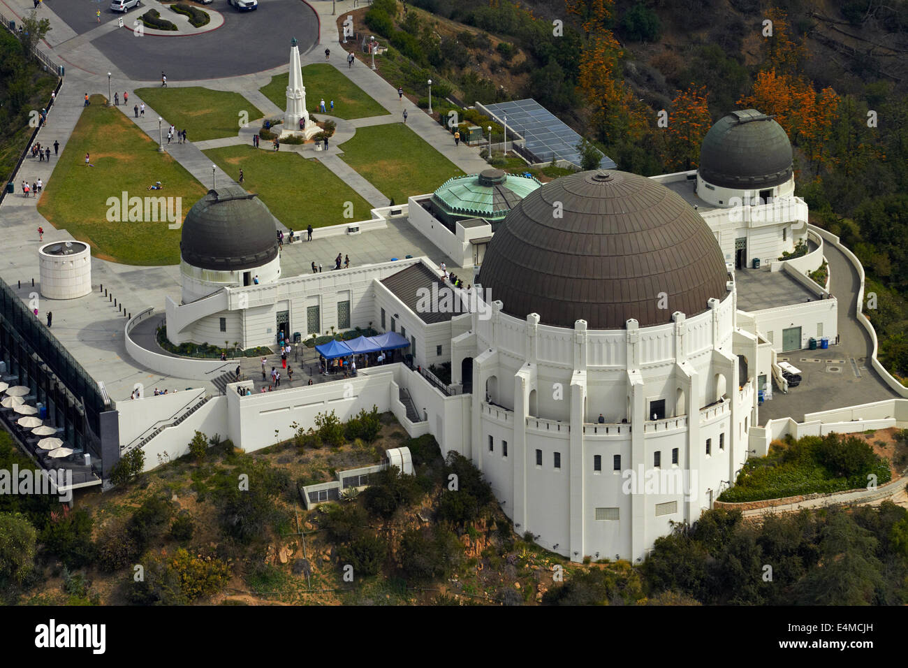 Griffith Observatory, Griffith Park, Mount Hollywood, Los Angeles, California, USA - aerial Stock Photo