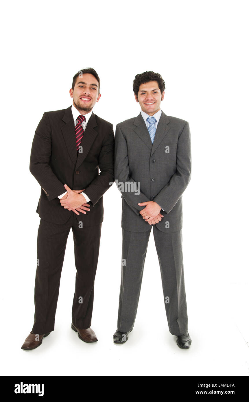 two elegant men in suits posing Stock Photo - Alamy